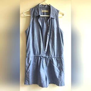 abercrombie & fitch Blue Sleeveless Button-Up Romper